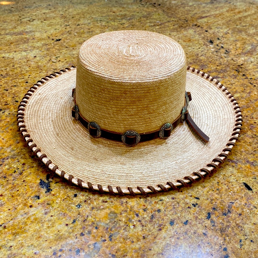 Palm leaf western straw hat Size 7 1/8
